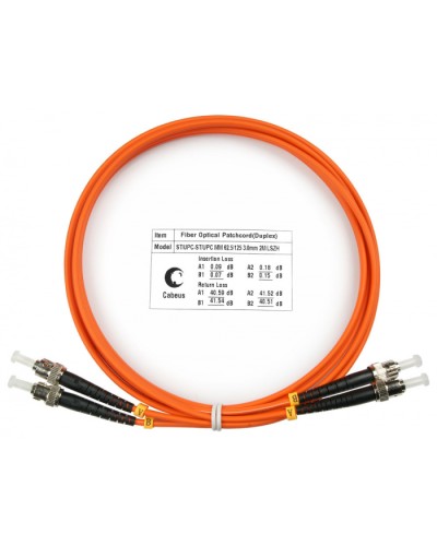 Шнур оптический duplex ST-ST 62,5/125 mm 2м LSZH Cabeus FOP-62-ST-ST-2m в Липецке Патч-корды оптические Pintop.ru