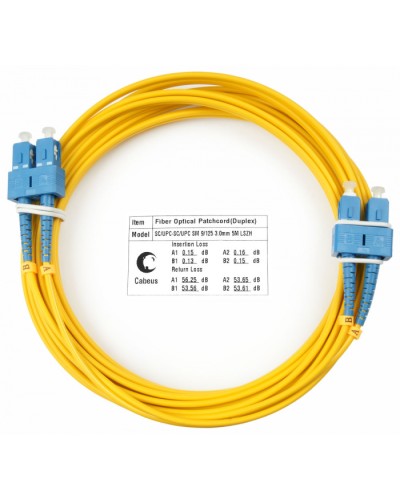 Шнур оптический duplex SC-SC 9/125 sm 5м LSZH Cabeus FOP(d)-9-SC-SC-5m в Липецке Патч-корды оптические Pintop.ru