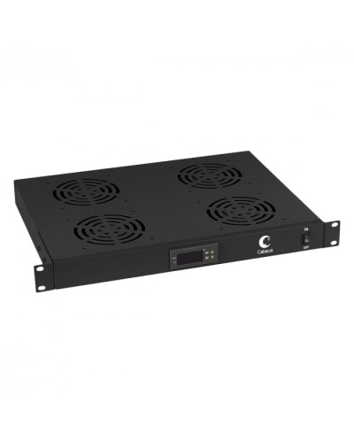 Панель вентиляционная с 4 вентиляторами с цифровым термодатчиком (черный) Cabeus JG03t-BK в Липецке Вентиляторные модули Pintop.ru