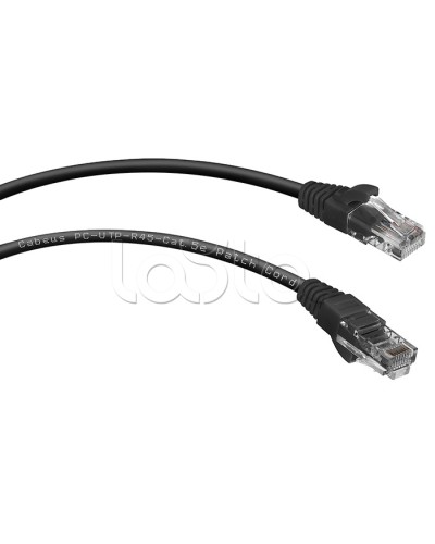Шнур коммутационный 2xRJ-45/8P8C U/UTP кат.5е (1,5 м) Cabeus PC-UTP-RJ45-Cat.5e-1.5m-BK в Липецке Патчкорды (медные) Pintop.ru