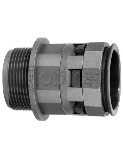 Муфта труба-коробка DN 7 мм, М12х1,5, полиамид, цвет черный DKC PAM07M12N в Липецке Повороты, муфты, тройники Pintop.ru