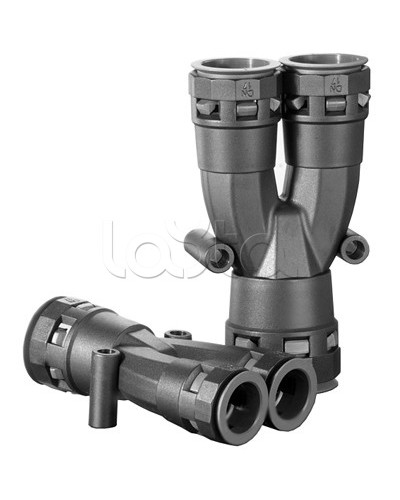 Разветвитель DN 1х36 + 2х29 мм, полиамид, цвет черный DKC PAY362929N в Липецке Повороты, муфты, тройники Pintop.ru