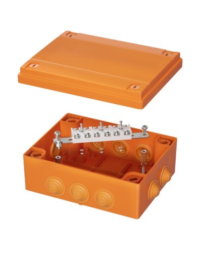 Коробка распределительная IP55, пластиковая с кабельными вводами и клеммниками 240х190х90мм DKC FSK41610 в Липецке Распределительные коробки Pintop.ru