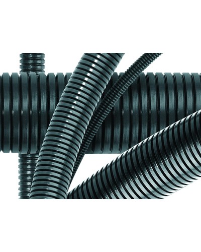 Труба гофрированная DN36мм, ПВ-0, D вн 36,3 мм, D нар 42,5 мм, полиамид 6, с протяжой DKC PA613643F0 в Липецке Труба гофрированная Pintop.ru