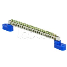 Шина "0" N (6x9мм) 24 отв. цинк 2 синих угловых изолятора EKF PROxima (sn1-63-24-2)