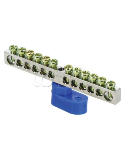 Шина 0 N (6x9мм) 12 отв. цинк синий угловой изолятор EKF PROxima (sn1-63-12-1) в Липецке Клеммные колодки Pintop.ru