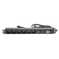 Блок 1U, 6 розеток Schuko, с фильтром помех Eurolan (60A-61-07-06BL)