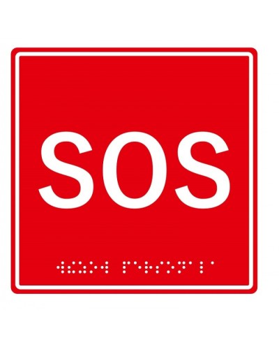 Табличка тактильная с пиктограммой SOS (150x150мм) (красный фон) Hostcall MP-010R1 в Липецке Дополнительное оборудование для ОПС Pintop.ru