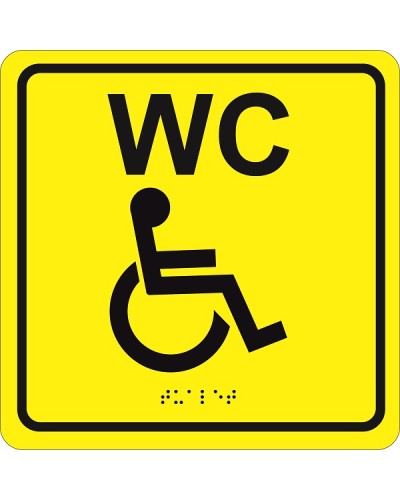 Табличка тактильная Hostcall MP-010Y3Туалет для инвалидов (200x200мм) желтый в Липецке Система оповещения и трансляции Hostcall Pintop.ru