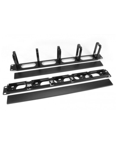 Кабельный организатор с пластиковыми кольцами с крышкой, 19, 1U Hyperline CM-1U-5R-PL-COV в Липецке Аксессуары для стоек и шкафов Pintop.ru
