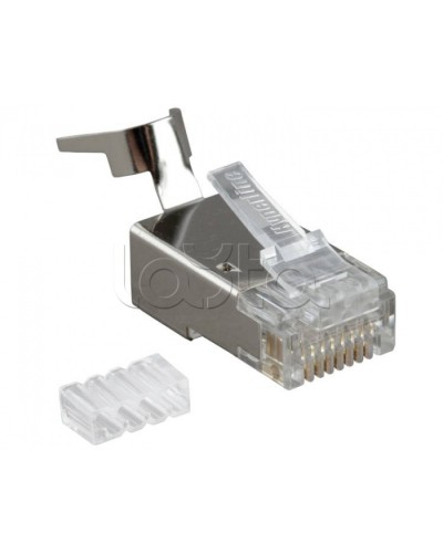 Разъем RJ-45(8P8C) под витую пару, категория 6A, экранированный, со вставкой Hyperline PLUG-8P8C-UV-C6A-SH-50 в Липецке Коннекторы и разъемы Pintop.ru