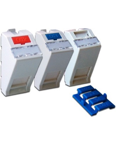 Вставка 22.5х45 на 1 кейстоун, угловая, со шторкой, маркировкой, иконками, белая LANMASTER LAN-SIP-22A-WH в Липецке Коммутационные изделия Pintop.ru