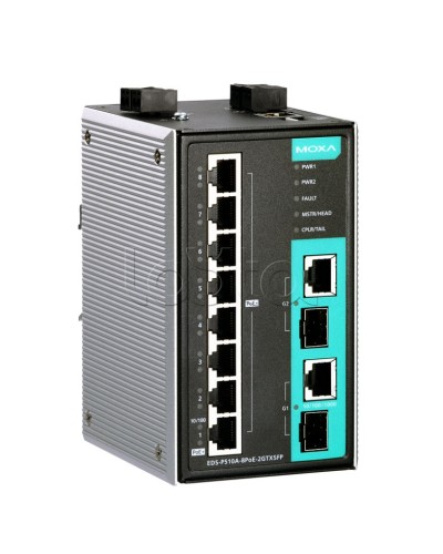 Коммутатор PoE 10-портовый Moxa EDS-P510A-8PoE-2GTXSFP-T в Липецке Коммутаторы Pintop.ru