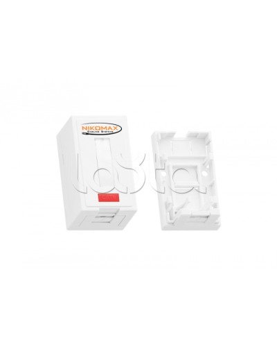 Корпус настенной розетки 1 порт NIKOMAX (NMC-MB1P-ST-WT) в Липецке Аксессуары для кабель-канала Pintop.ru