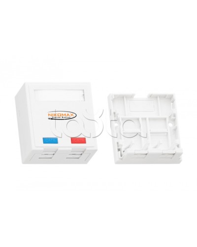 Корпус настенной розетки 2 порта NIKOMAX (NMC-MB2P-ST-WT) в Липецке Аксессуары для кабель-канала Pintop.ru
