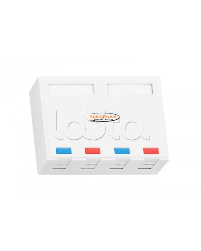 Корпус настенной розетки 4 порта NIKOMAX (NMC-MB4P-ST-WT) в Липецке Аксессуары для кабель-канала Pintop.ru
