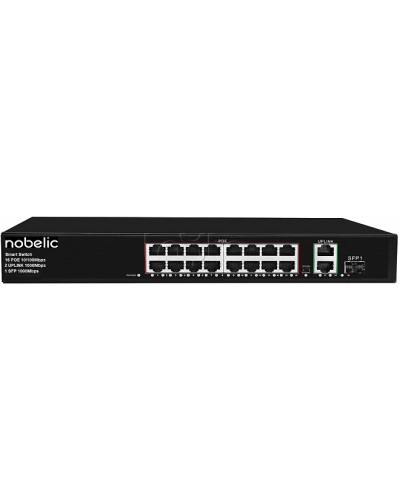 16-портовый неуправляемый PoE коммутатор Nobelic NBLS-1816P в Липецке Коммутаторы Pintop.ru