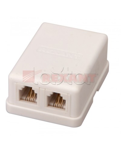 Розетка телефонная 2x6P-4C (50шт/уп) REXANT 03-0002 в Липецке Блоки розеток Pintop.ru