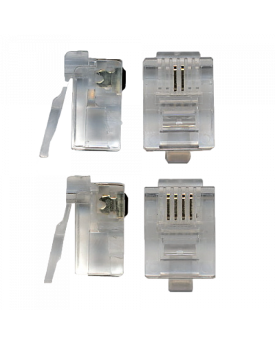 Коннектор телефонный RJ11, 4P4C, 100 шт. TWT (TWT-PL11-4P4C/100) в Липецке Коннекторы и разъемы Pintop.ru