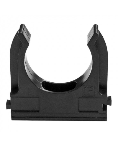 Держатель Экопласт (клипса) для труб D25мм (черный) в Липецке Аксессуары для кабель-канала Pintop.ru