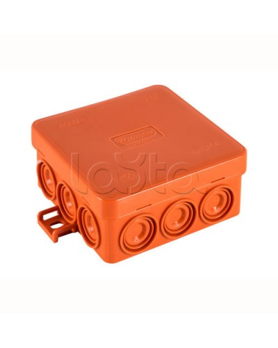 JBL085 Коробка огн. E110, о/п 85х85х38мм, без галогена, 12 вых., IP55, 5P, (0,15-2,5 мм2), цвет оранж. Экопласт (43165HF) в Липецке Распределительные коробки Pintop.ru