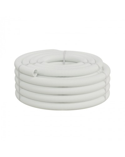 Труба ПП HF-FR гофрир. тяжелая, с зондом, без галогена, ПЛЛ50мм Экопласт (61150HFR-W) - Труба ПП HF-FR гофрир. тяжелая, с зондом, без галогена, ПЛЛдиам.50мм ПВ-0 (15м) цвет белый 1 палл.=630м Экопласт в Липецке Труба гофрированная Pintop.ru