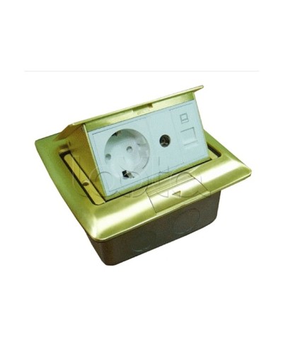 Люк встраиваемый на 1,5 модуля (45х45 мм) с коробкой, латунь, IP44 Экопласт 70023 в Липецке Системы лючков и колонн Pintop.ru