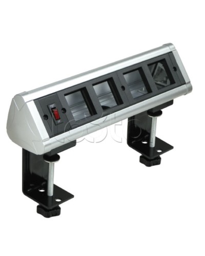 Блок настольный с выключателем нагрузки на 4 модуля (45х45мм) на струбцинах (алюминий) Экопласт 70314 в Липецке Аксессуары для кабель-канала Pintop.ru