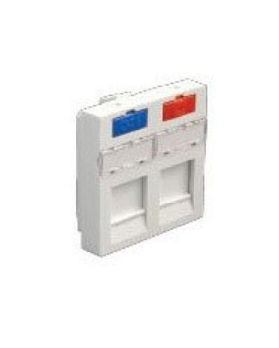 Лицевая панель (накладка) информационной розетки, 45х45 мм, 2 входа Экопласт (87002) в Липецке Розетки компьютерные и телефонные Pintop.ru