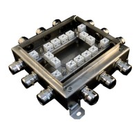 Коробка монтажная огнестойкая Гефест КМ-О (32к*6,0)-IP66 2020нерж, 12 вводов 200х200х60