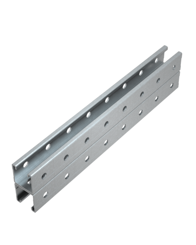 Страт-профиль двойной 41х41 L200 мм s:3,0 (тройная перфорация) КМ-Профиль (2STPV41-41-200 3P) в Липецке Аксессуары для лотков Pintop.ru