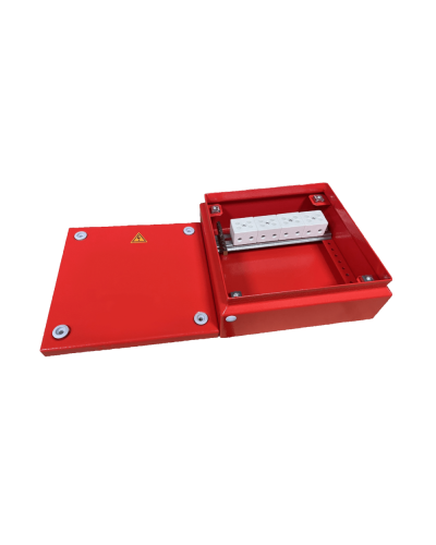 Коробка распределительная огнестойкая КРОПС, IP65, габаритные размеры 150х150х80 мм, для кабелей сечением до 4мм2, 4 клеммы КМ-Профиль (FRJB-KM-ST5-4-04-КРОПС-IP65) в Липецке Распределительные коробки Pintop.ru