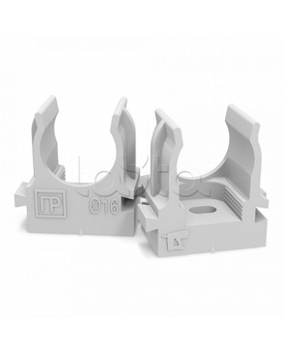 Крепеж-клипса для труб атмосферостойкая для монтажного пистолета серая в п/э d16 мм (100шт/1100шт уп/кор) Промрукав (PR13.0401) в Липецке Держатели, клипсы, скобы Pintop.ru