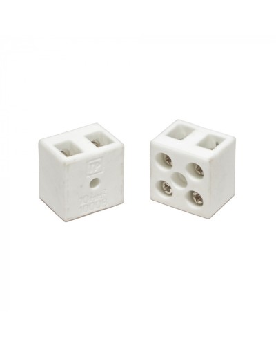 Клемма керамическая латунь 10 мм² 2 пары контактов с крепежным отверстием (5 шт/уп) Промрукав (PR08.7161) в Липецке Аксессуары для кабель-канала Pintop.ru