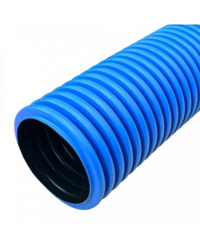 Труба гофрированная двустенная ПНД жесткая тип 750 (SN19) синяя д90 6м (36м/уп) Промрукав (PR15.0074) в Липецке Труба гофрированная Pintop.ru