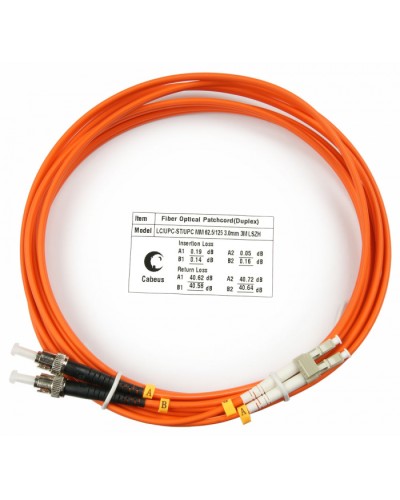 Шнур оптический duplex LC-ST 62,5/125 mm 3м LSZH Cabeus FOP-62-LC-ST-3m в Липецке Патч-корды оптические Pintop.ru