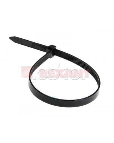 Хомут-стяжка нейлоновый 8х450 мм чёрный (100шт/уп) REXANT 07-0451-8 в Липецке Стяжки-хомуты Pintop.ru