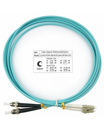 Шнур оптический duplex LC-ST 50/125 MM OM3 2 м LSZH Cabeus FOP-50-LC-ST-2M в Липецке Патч-корды оптические Pintop.ru