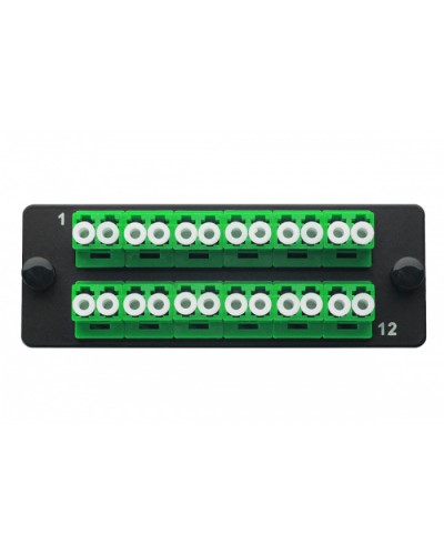 Комплект планка Q-SLOT с 12 адаптерами дуплекс LC OS2, монтажные шнуры, КДЗС Eurolan 38M-S2-2L-12BL в Липецке Коннекторы Pintop.ru