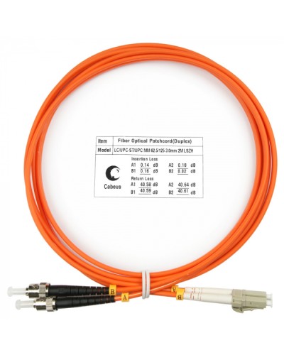 Шнур оптический duplex LC-ST 62,5/125 mm 2м LSZH Cabeus FOP-62-LC-ST-2m в Липецке Патч-корды оптические Pintop.ru