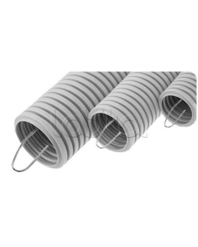 NR063 Усиленная двустен. труба ПНД гибкая, тип 750, SN29, с зондом, D63мм (50м) цвет красный Экопласт (821063) в Липецке Труба гофрированная Pintop.ru