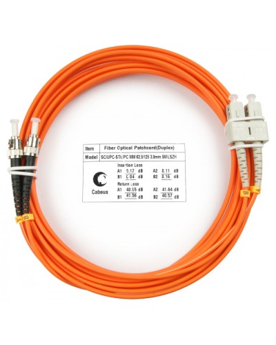Шнур оптический duplex SC-ST 62,5/125 mm 5м LSZH Cabeus FOP-62-SC-ST-5m в Липецке Патч-корды оптические Pintop.ru