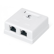 Розетка компьютерная RJ-45(8P8C), категория 6, экранированная, двойная, внешняя, Krone type Cabeus WS-8P8C-Cat.6-SH-2