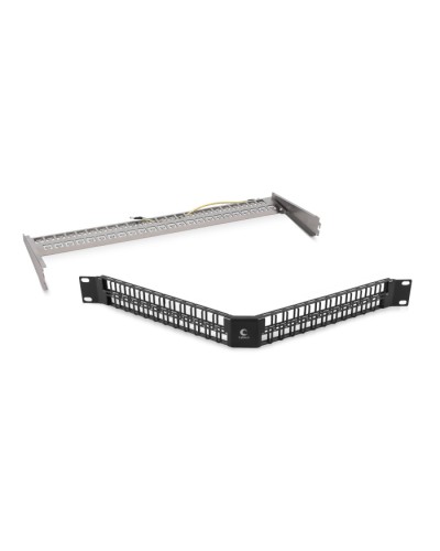 Угловая модульная патч-панель 19, 48 портов, 1U Cabeus (PLBHD-48-CON-SH) в Липецке Патч панель Pintop.ru