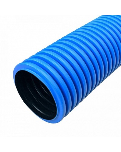 Труба гофрированная двустенная ПНД жесткая тип 450 (SN12) синяя д110 6м (36м/уп) Промрукав в Липецке Труба гофрированная Pintop.ru