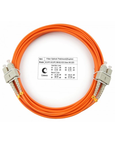 Шнур оптический duplex SC-SC 62,5/125 mm 5м LSZH Cabeus FOP-62-SC-SC-5m в Липецке Патч-корды оптические Pintop.ru