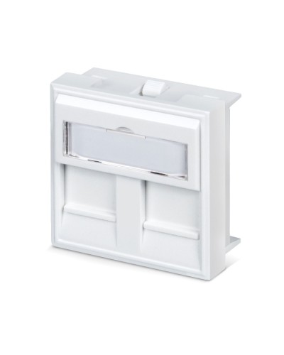 Вставка 45x45 (Mosaic) для 2 модулей формата Keystone Jack с маркером (FP-45-2M) Пожтехкабель СКС (202-032) в Липецке Модули Keystone Pintop.ru