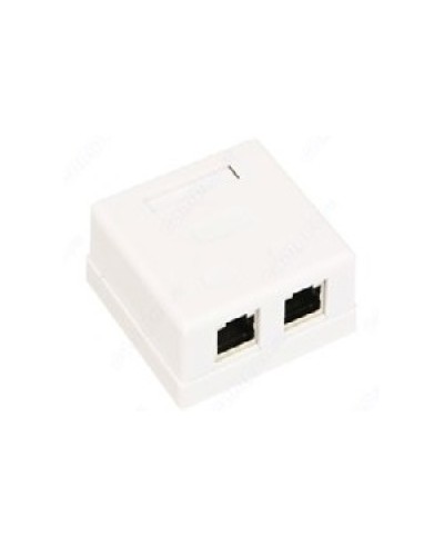 Розетка компьютерная RJ-45 (8P8C), категория 5e, двойная, внешняя (настенная), Dual IDC, экранированная, белая в Липецке Розетки компьютерные и телефонные Pintop.ru