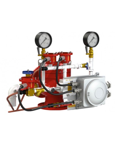 Узел управления с комбинированным приводом взрывозащищенный Спецавтоматика УУ-Д150/1,6(Р,Э24,Г0,07)-ВФ.У3.1 (вариант с отводом) в Липецке Устройства пуска водяного пожаротушения Pintop.ru