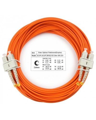 Шнур оптический duplex SC-SC 62,5/125 mm 10м LSZH Cabeus FOP-62-SC-SC-10m в Липецке Патч-корды оптические Pintop.ru